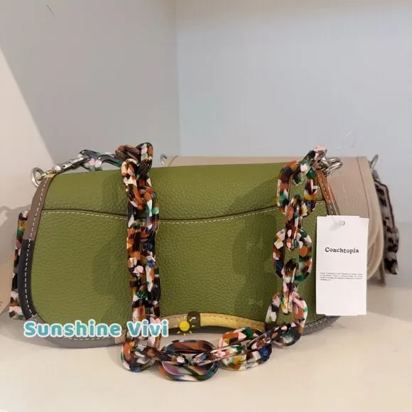 NWT Coach Wavy Dinky Bag Coachtopia Olive Green Leather Crossbody CK540